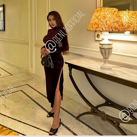 NWT ZARA DRAPED VELVET DRESS ZWβCOLLECTION burgundy - Picture 4 of 13